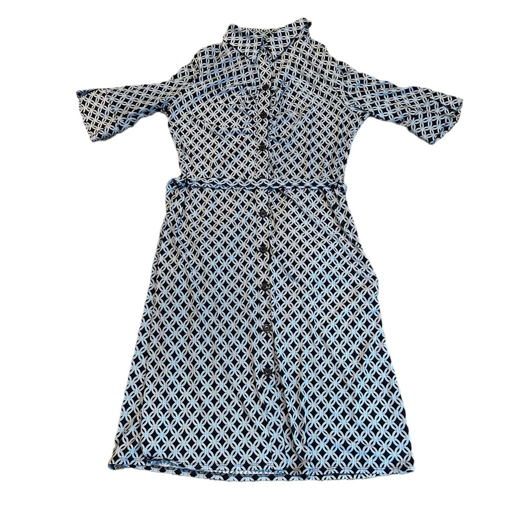 3/$15 LAUNDRY blue and white chain print  dress